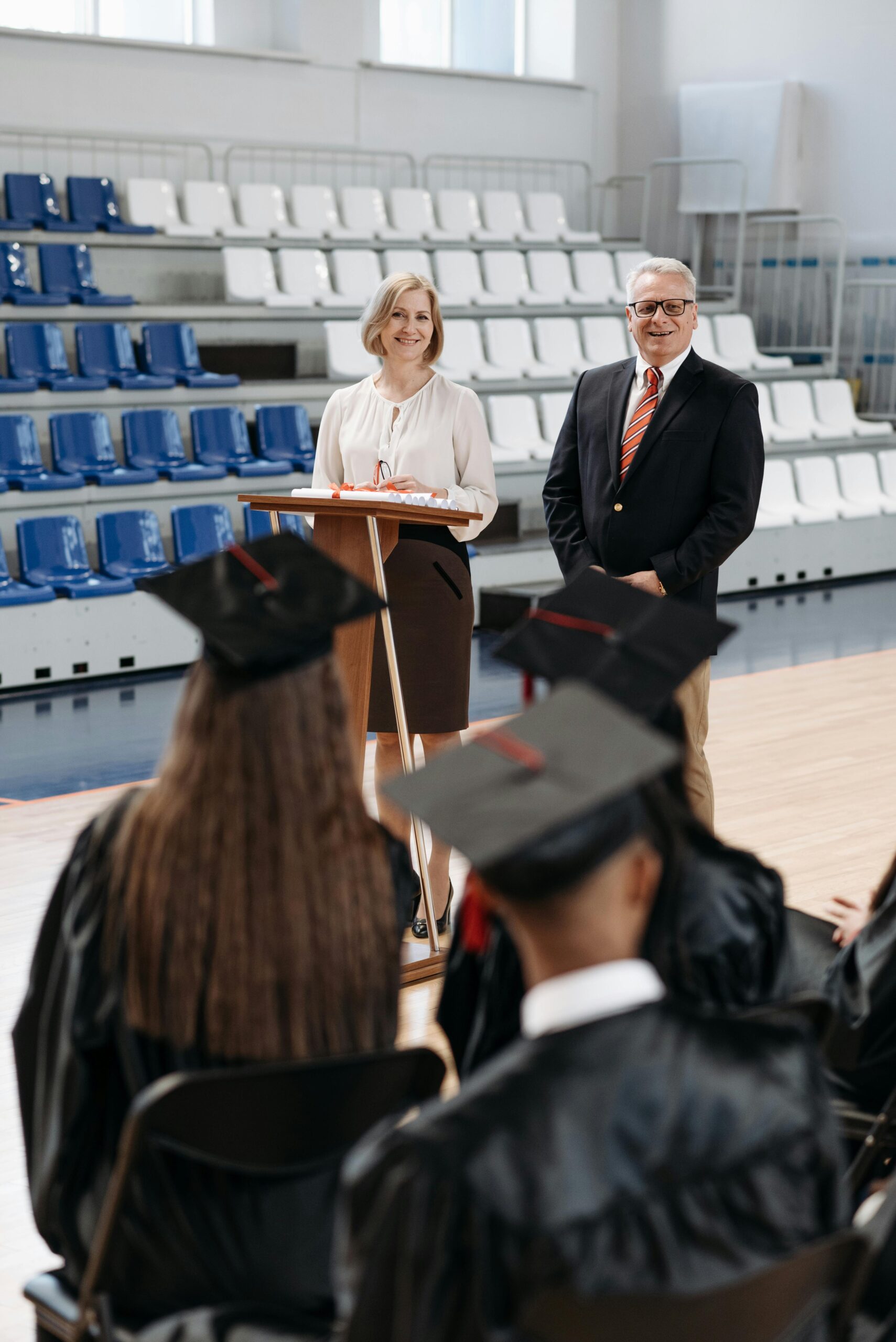 Athletes students college graduation ceremony